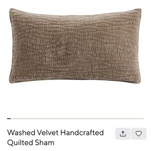 Pottery Barn washed Velvet Quilted Pillow - Taupe/Mochaccino